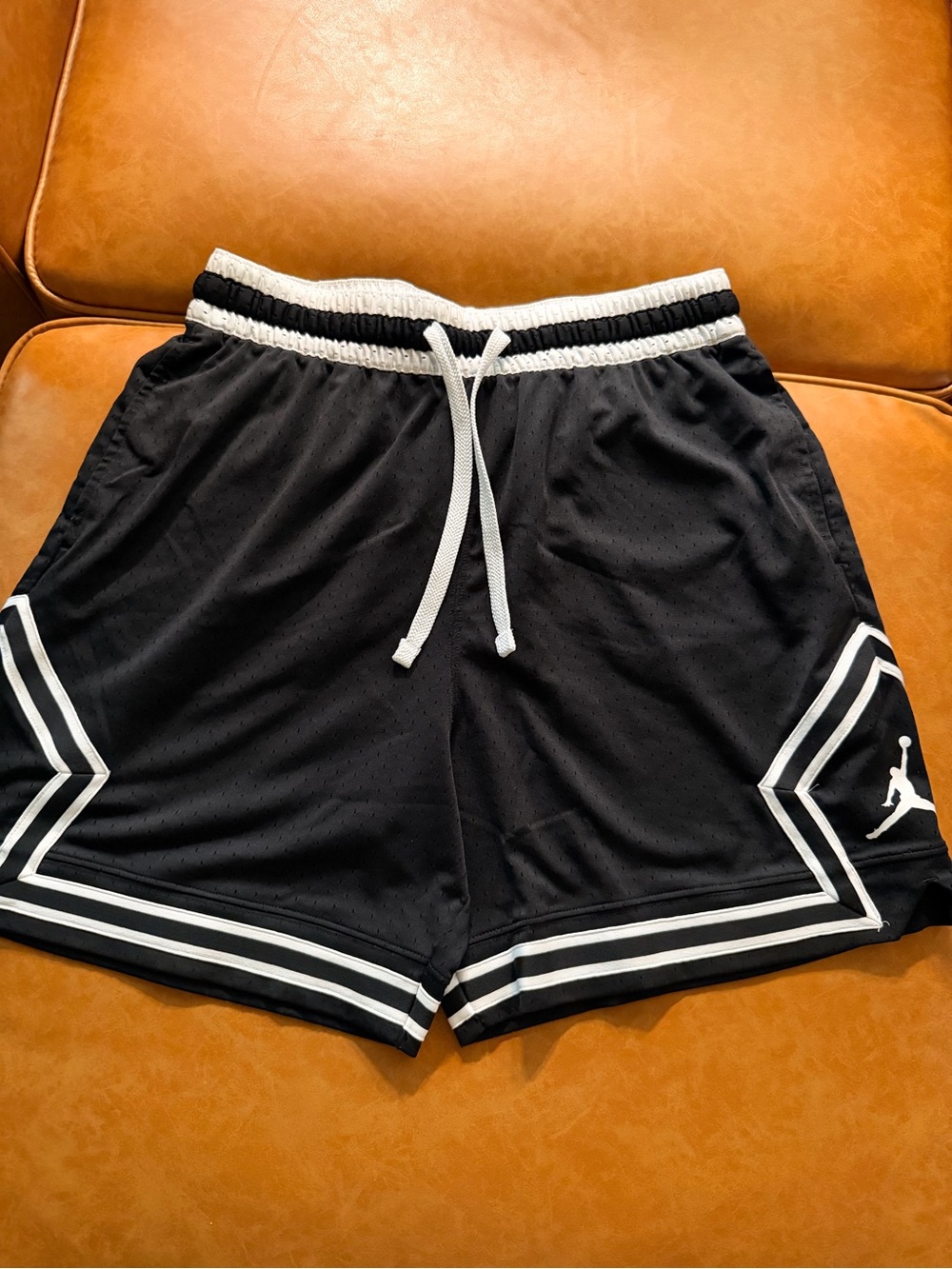 Jordan Men’s Black Athletic Basketball Shorts with White Accents